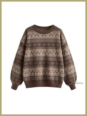 Vintage Grandpa Sweater Oversized Graphic Knit Pullover